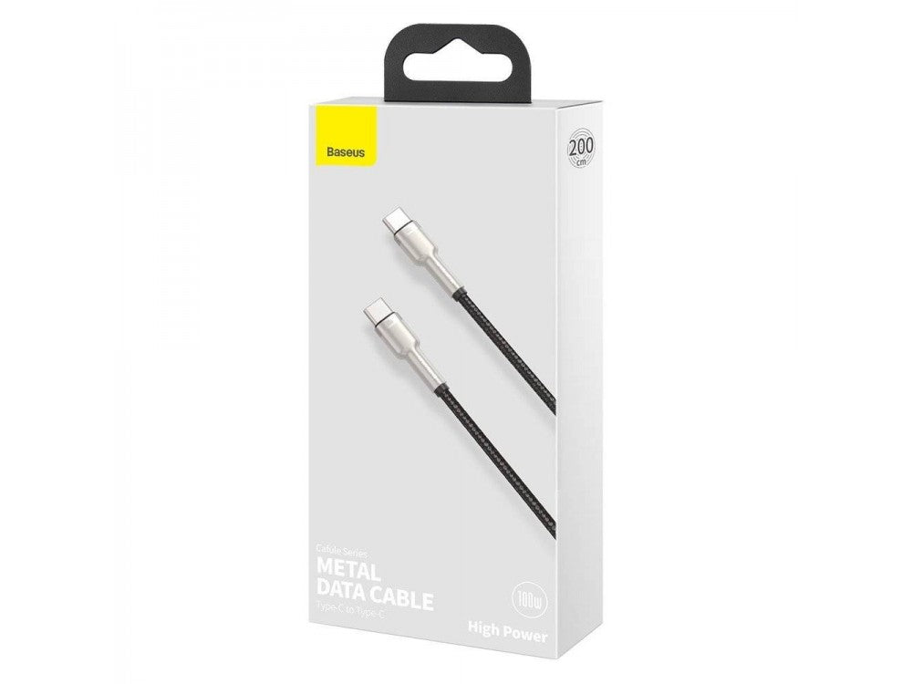 Baseus Cafule Metal USB-C to USB-C Cable 5A 100W 2m – Braided, Black/Grey – view 5