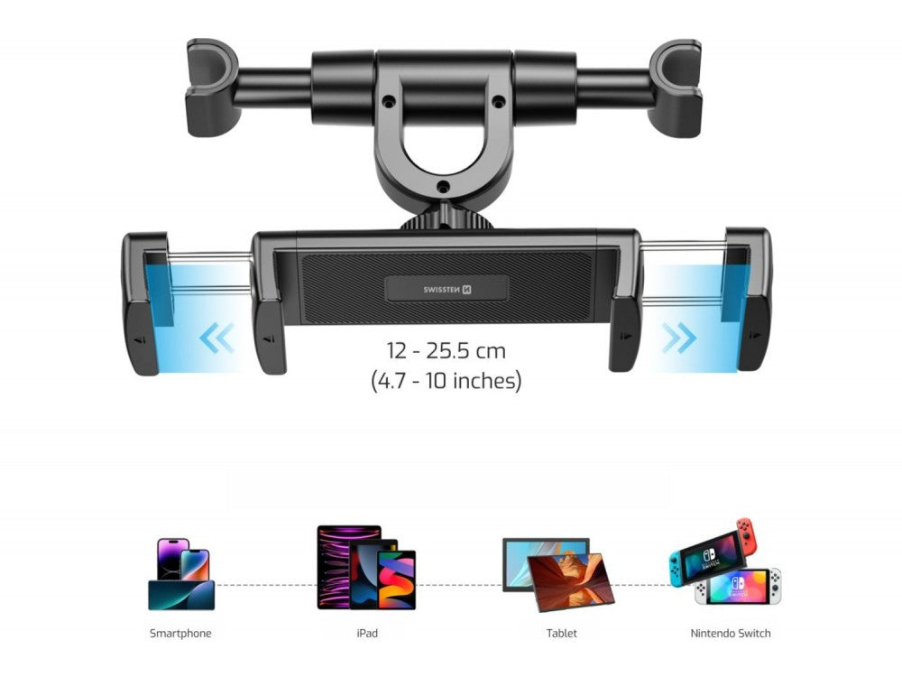 Swissten S-GRIP T2-OP Car Headrest Tablet Holder – 360° Rotation, 12-25.5 cm – view 5