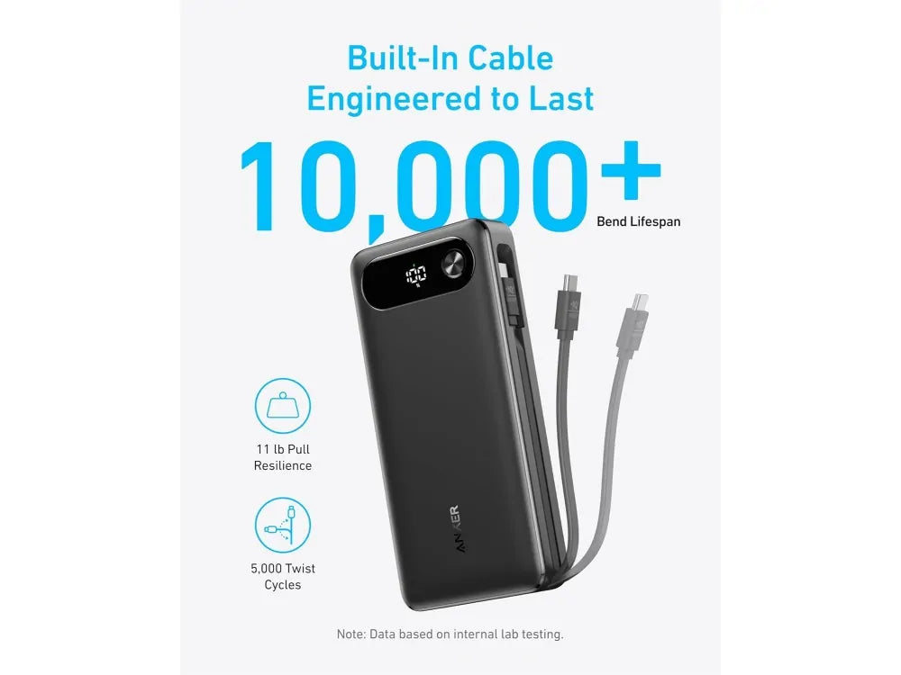 Anker 20K USB-C Power Bank 20000mAh 87W – USB-A, 2× USB-C, Built-in USB-C Cable, Black – view 5