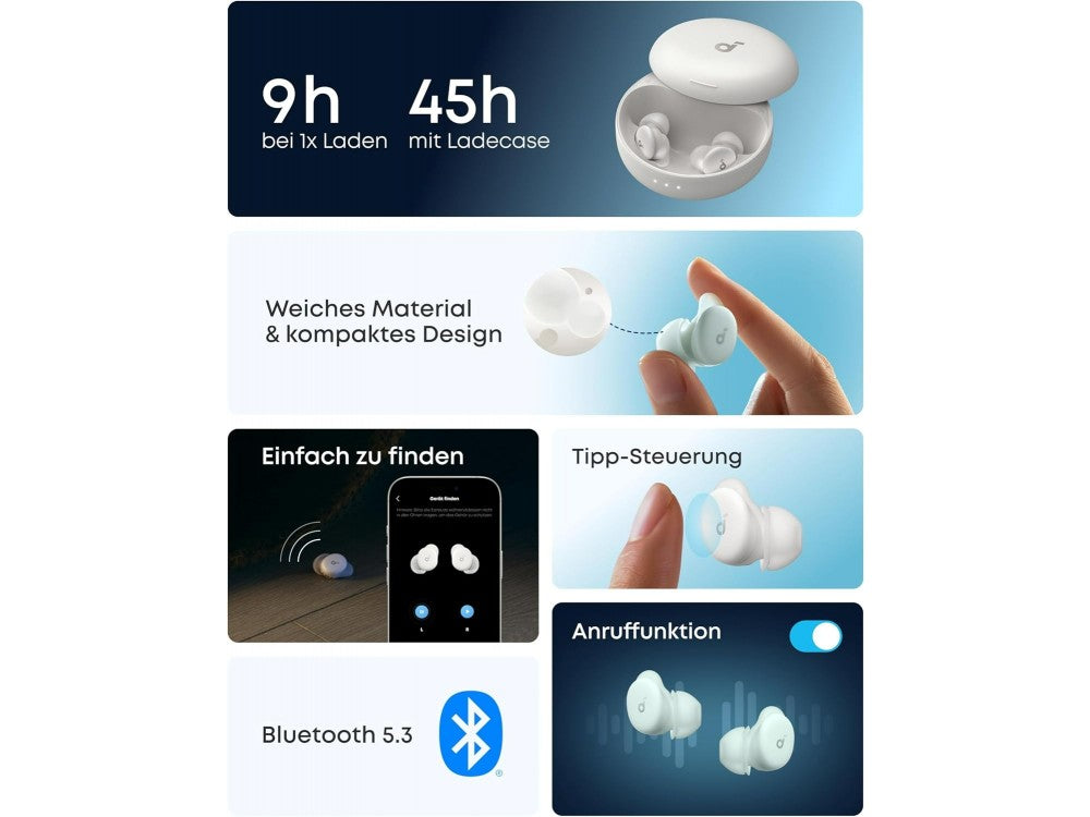 Anker Soundcore Sleep A30 ANC Bluetooth Sleep Earbuds with Charging Case, White – view 5