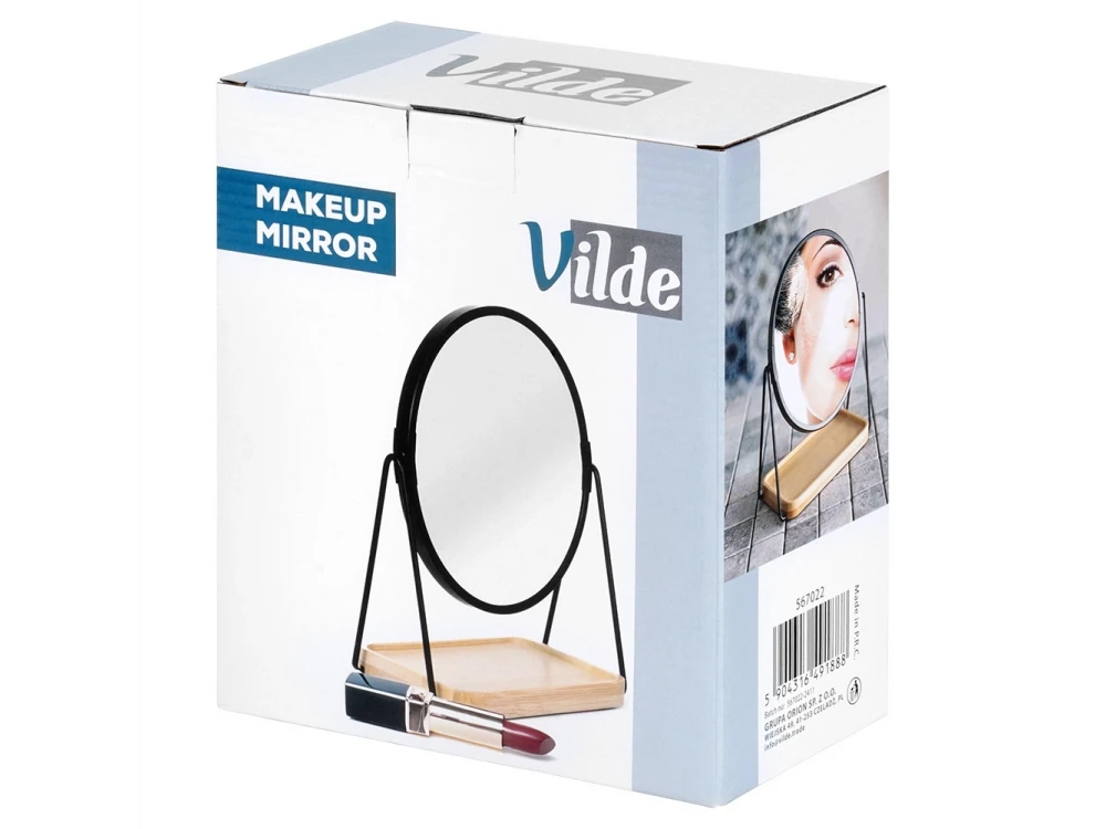 Vilde Double-Sided Makeup Mirror 15 cm – Normal & Magnifying, Bamboo Base, 360° Rotation – view 5