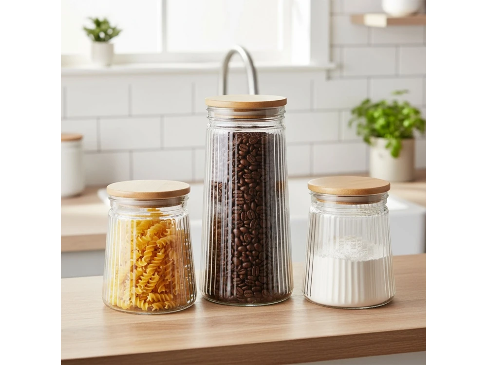 Vilde Premium 1400ml Borosilicate Glass Food Storage Jar – Bamboo Lid, Airtight Silicone Seal – view 5