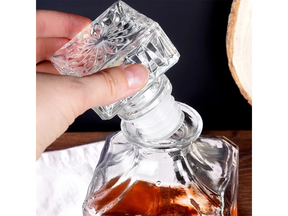 Vilde Whisky Glasses & Decanter Set – 4 Glasses (300 ml) + Decanter (900 ml) Embossed Glass – view 5
