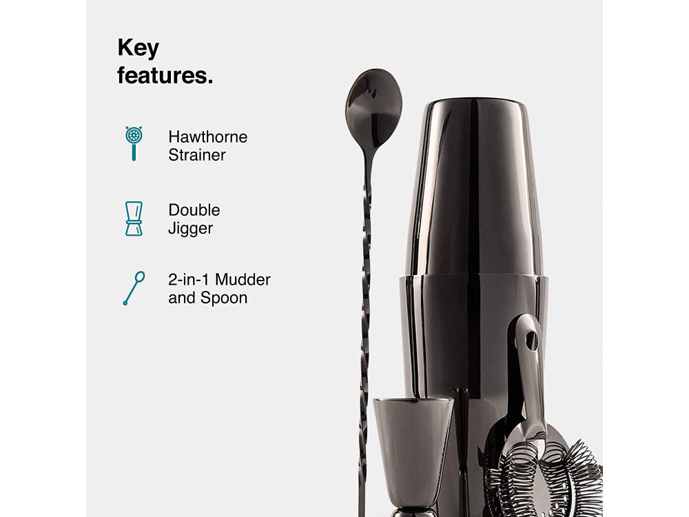 VonShef Cocktail Set 7-Piece Stainless Steel with 800ml Boston Shaker – Graphite – view 5