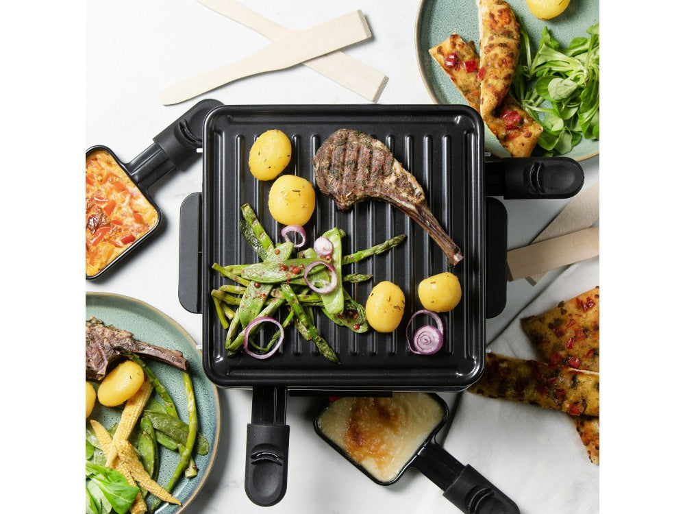 DOMO Just Us Raclette Grill DO9147G – 600W Cast Iron, 4 Pans, PFAS-Free – view 5