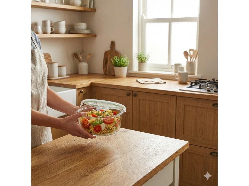 AJ Glass Food Container Round 950ml 17x7cm – Airtight, Transparent – view 5