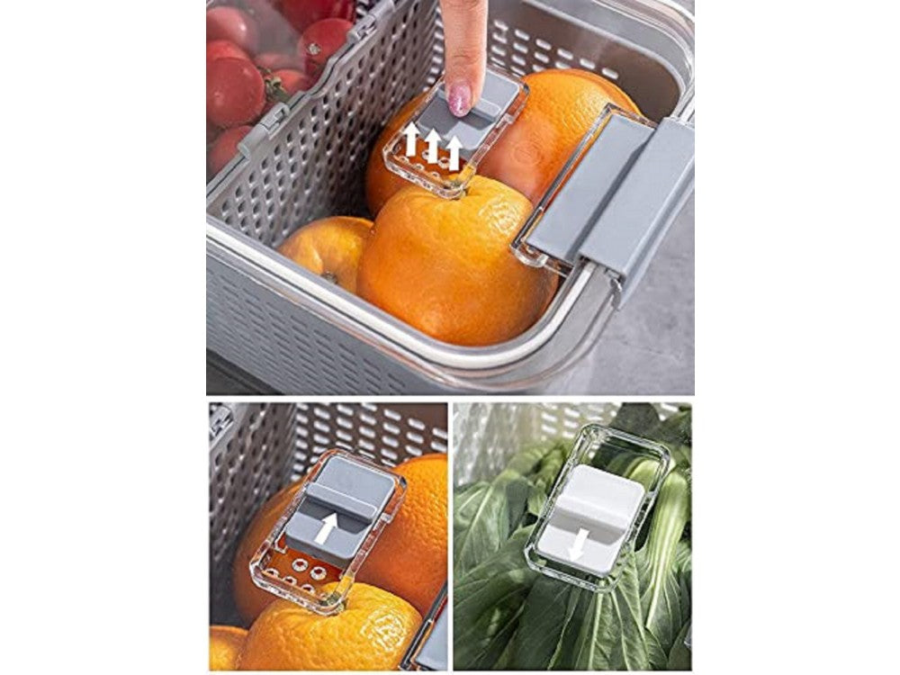 AJ Refrigerator Drain Basket – Fruit & Vegetable Storage, Removable Strainer, White – view 5