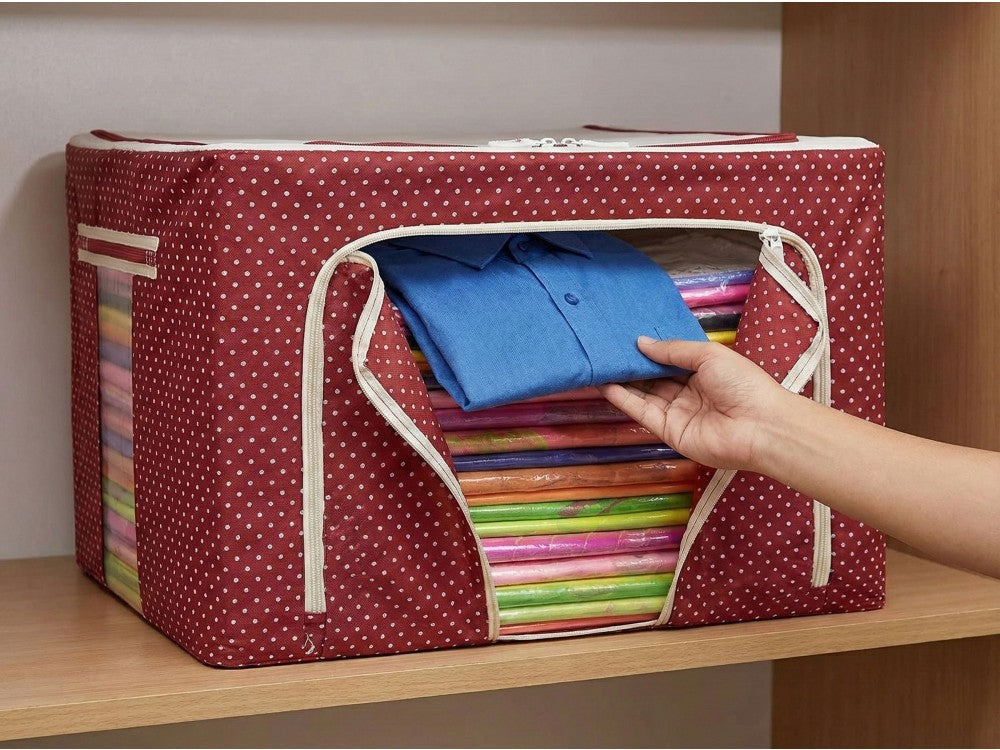 AJ Clothes Storage Organizer Bags 18L Set of 3 – 40x30x15cm, Red/Polka Dot – view 5