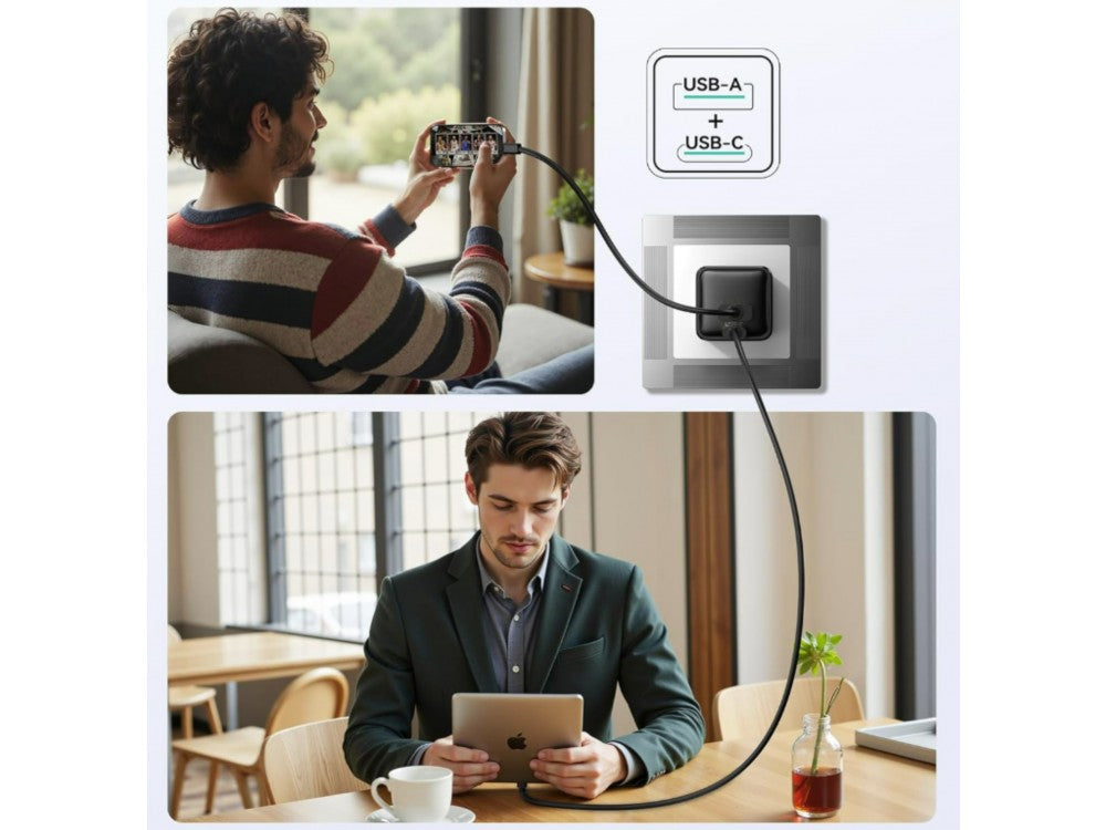 iPEAX GaN 2-Port USB-C Wall Charger 45W with PD, QC 3.0 & PPS – Black – view 5