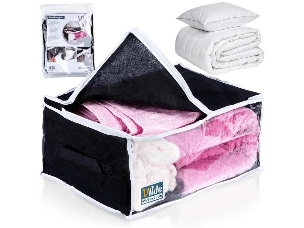 Vilde Fabric Storage Bag 27L 45×30×20 cm with Window – Black Polyester for Clothes & Bedding – view 5