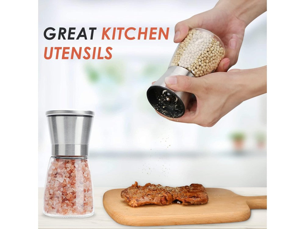 AJ Ceramic Salt & Pepper Mill 13.5cm – Glass with Adjustable Grind – view 5