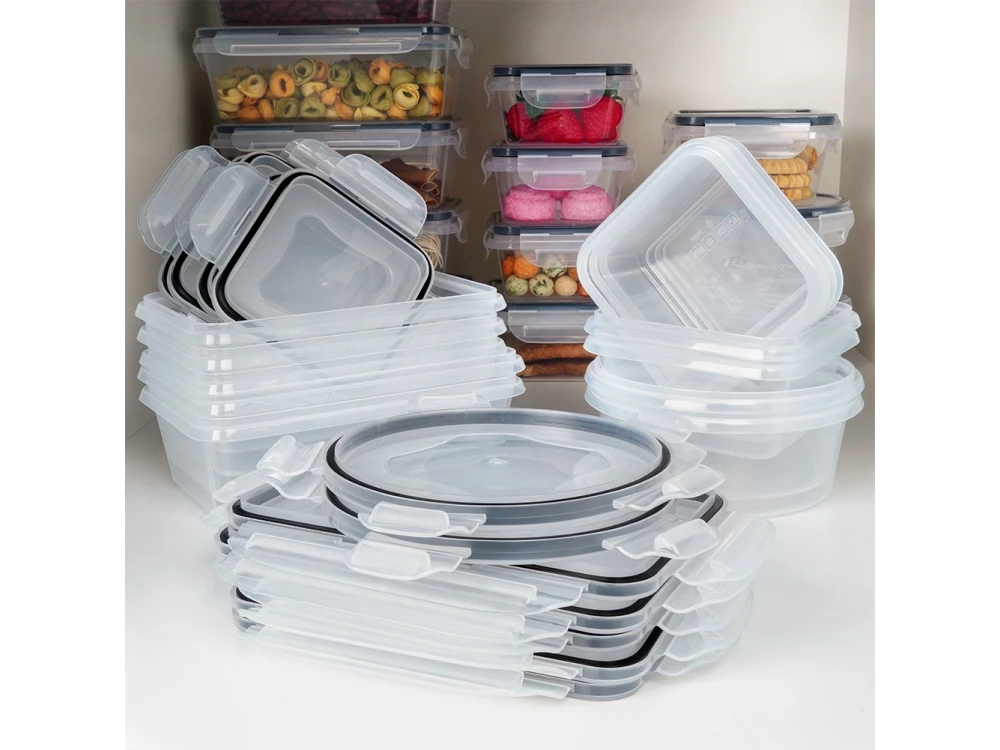 Vilde 12-Piece Airtight Food Container Set BPA-Free – Mixed Sizes, Clear Plastic with Silicone Seal – view 5