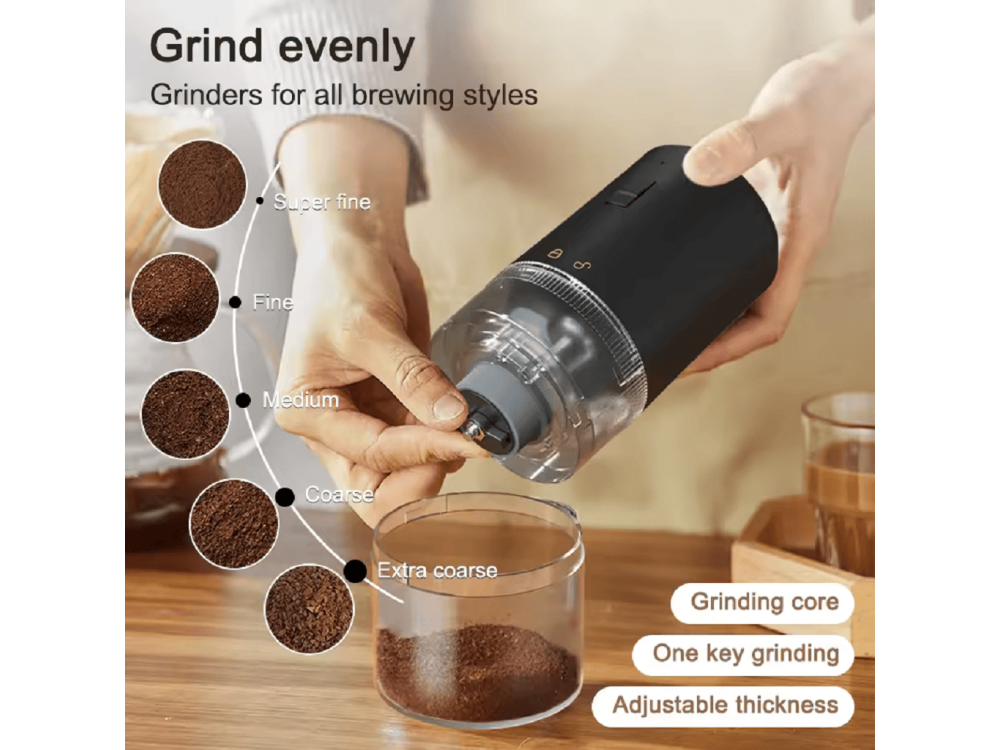 AJ Burr Portable Coffee Grinder – Manual Burr Mill for Espresso, Filter, French Press, Black – view 5