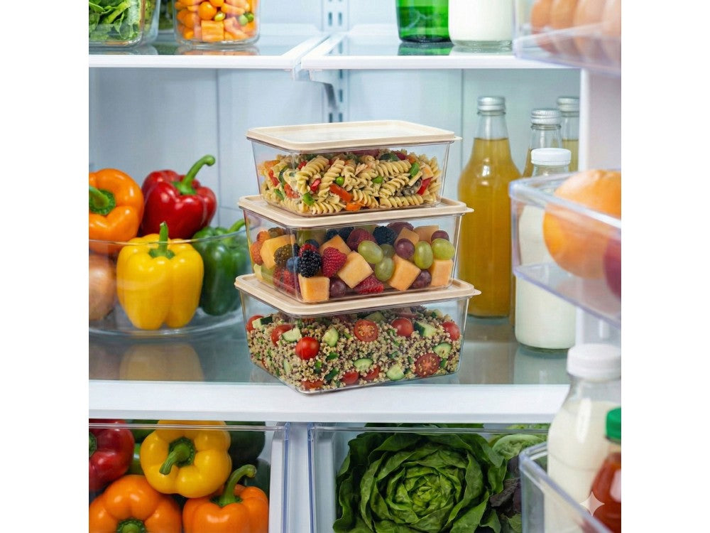 AJ Food Storage Container Set of 3 – 1.8L/3.2L/4.5L, Clear/Beige – view 5