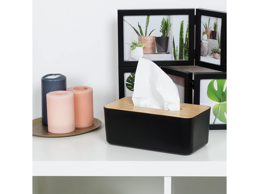Vilde Tissue Box Holder 24×13×9.5 cm with Bamboo Lid – Matte Black – view 5
