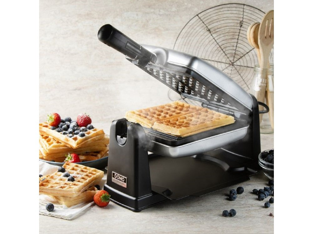 DOMO DO9272W Rotating Waffle Maker 1400W – 2 Belgian Waffles, Non-Stick, Cool Touch Handles – view 5