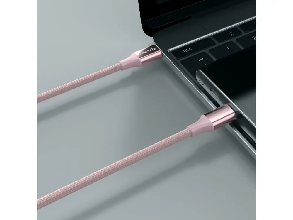 Swissten Durable Textile II USB-C to USB-C Cable 1.5m 60W – Nylon Braided, Pink – view 5