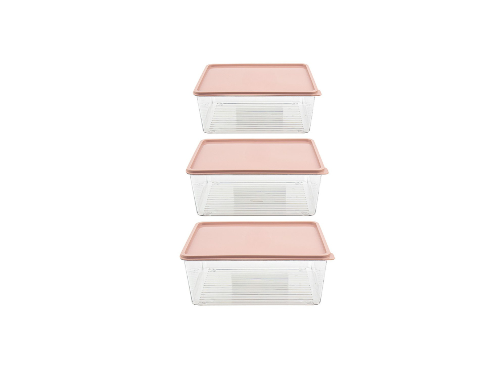 AJ Food Storage Container Set of 3 – 1.8L/3.2L/4.5L, Pink/Clear – view 5