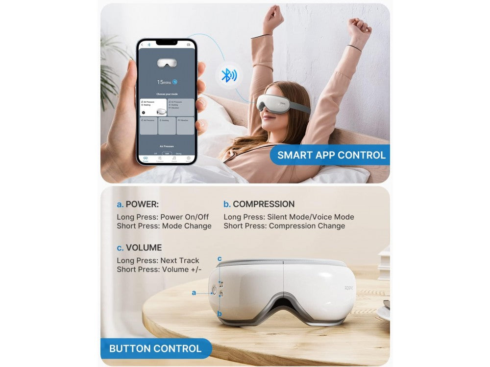 RENPHO Eyeris Smart Eye Massager – App Control, DIY Mode, 3 Heat Levels, Bluetooth Music, White – view 5