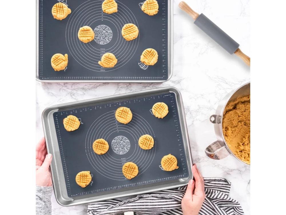 Vilde Silicone Baking Mat 65×45cm with Rolling Pin – Non-Stick, Heat Resistant, Grey – view 5