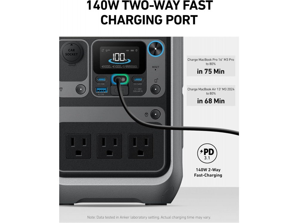 Anker Solix C300X AC Power Station – 288Wh, 300W, 3× AC + 3× USB-C + USB-A + Car Socket, Grey – view 5