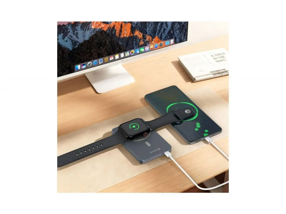 Swissten Slim Fusion MagSafe Power Bank 5000mAh – USB-C 20W + 15W Wireless + Apple Watch Charger, Silver – view 5