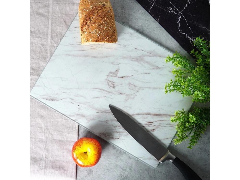 Vilde Chopping Board Tempered Glass 40×30cm – Marble White, Non-slip – view 5