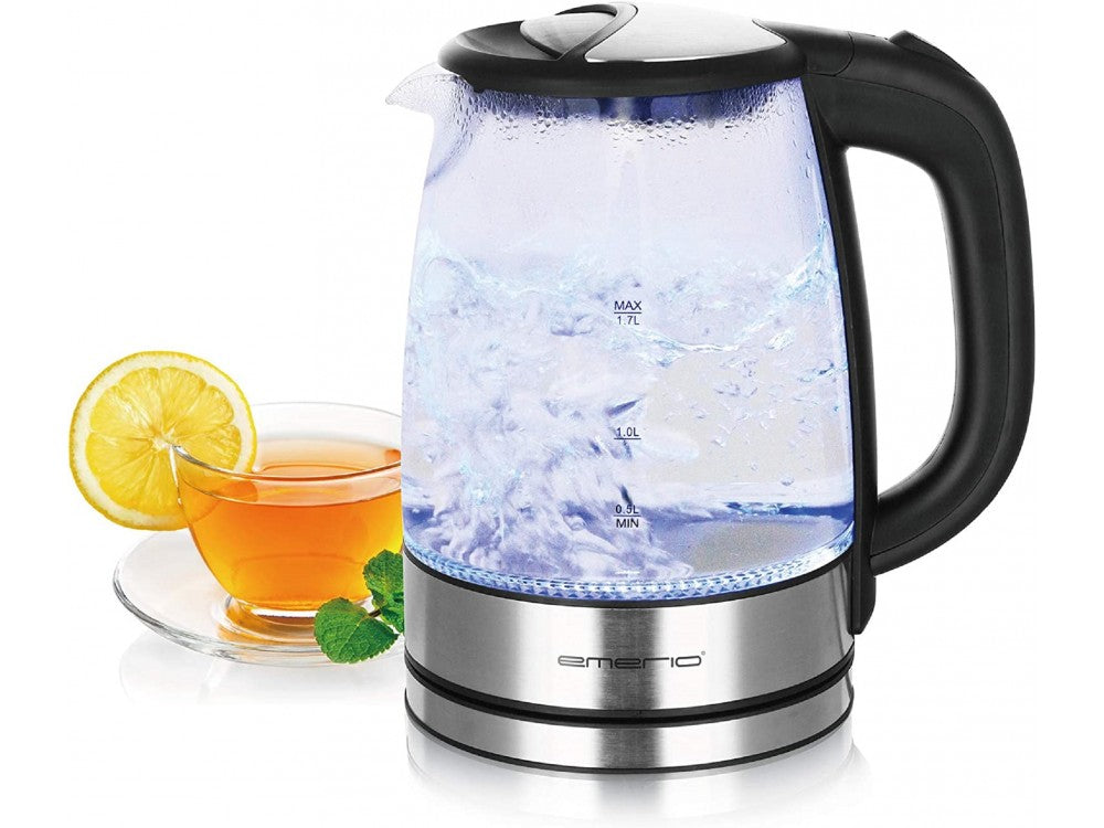 Emerio Glass Kettle 1.7L – Borosilicate Glass, LED-lit Body, Stainless Steel Base – view 5