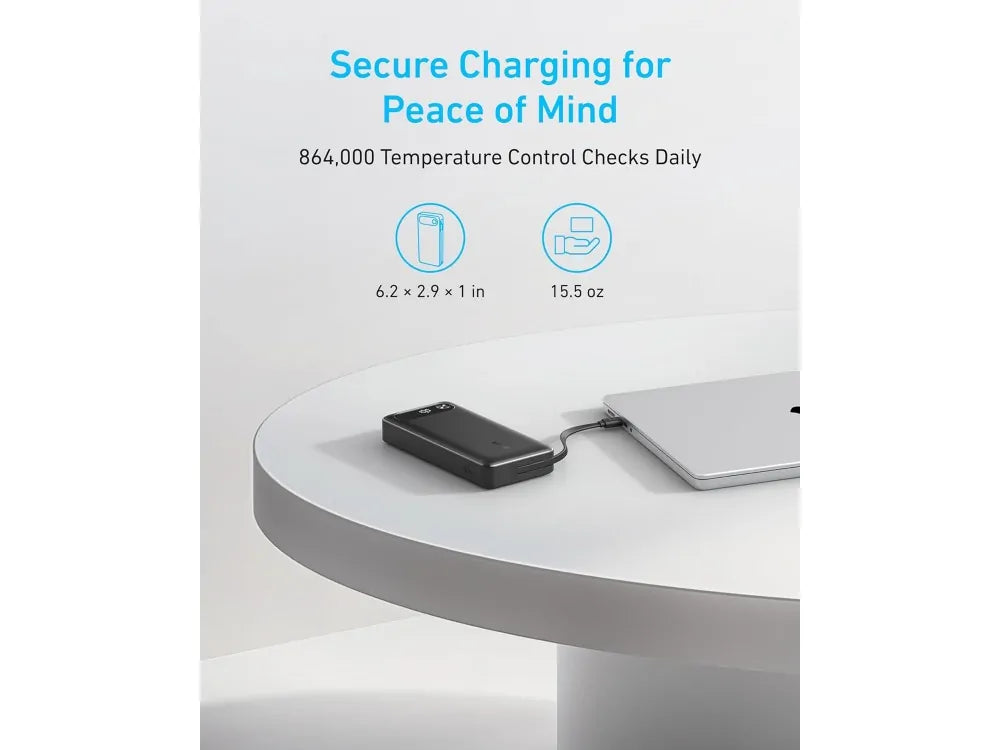 Anker 20K USB-C Power Bank 20000mAh 87W – USB-A, 2× USB-C, Built-in USB-C Cable, Black – view 6