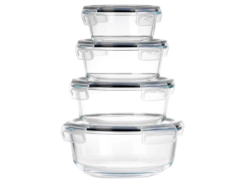Vilde Premium Glass Food Containers Set of 4 – Borosilicate, Airtight, 370ml–1300ml, Clear – view 6