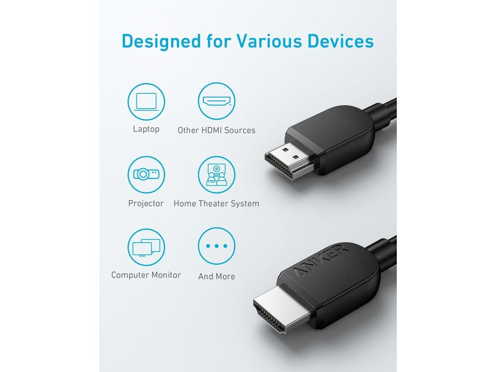 Anker HDMI 2.1 Ultra High Speed Cable 8K@60Hz / 4K@120Hz 48Gbps, 1.8m, Black – view 6