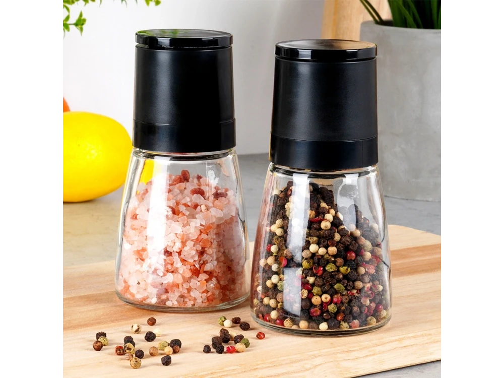 Vilde Manual Spice Mill Set of 2 Glass Body 13.3cm – Ceramic Grinder – view 6