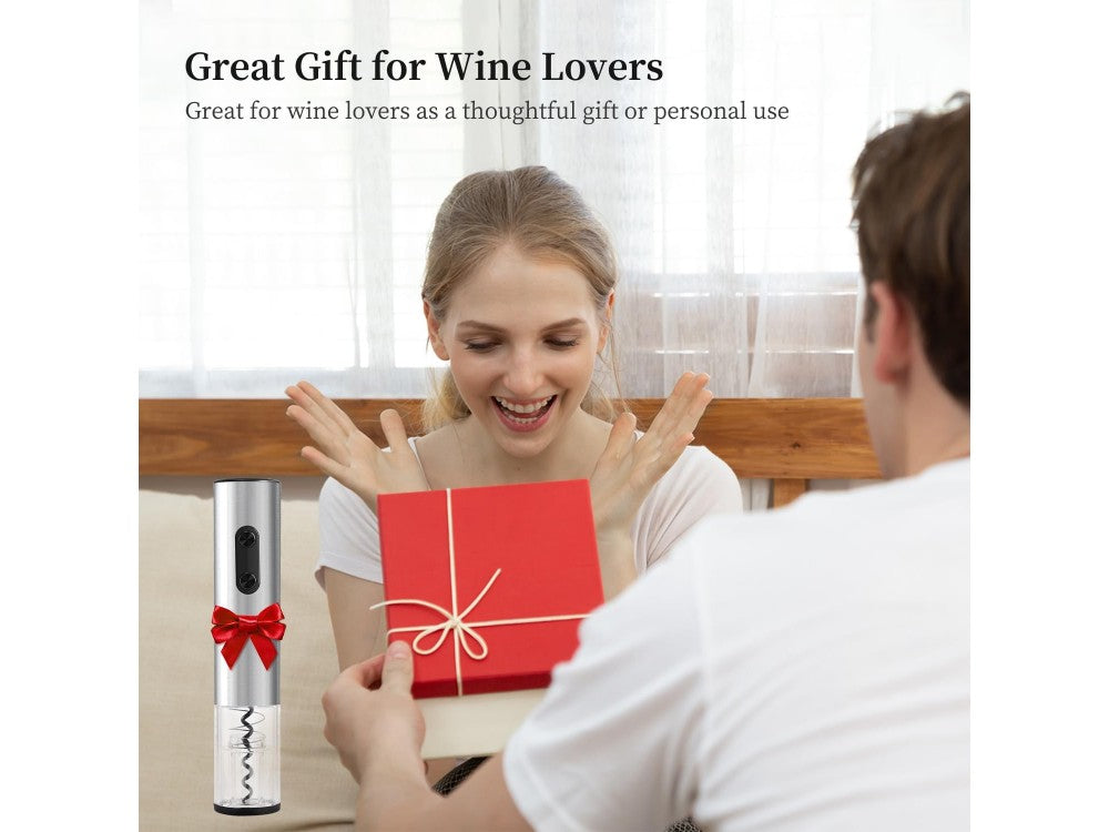 AJ Electric Wine Opener – Automatic Corkscrew, LED, Foil Cutter, Silver – view 6