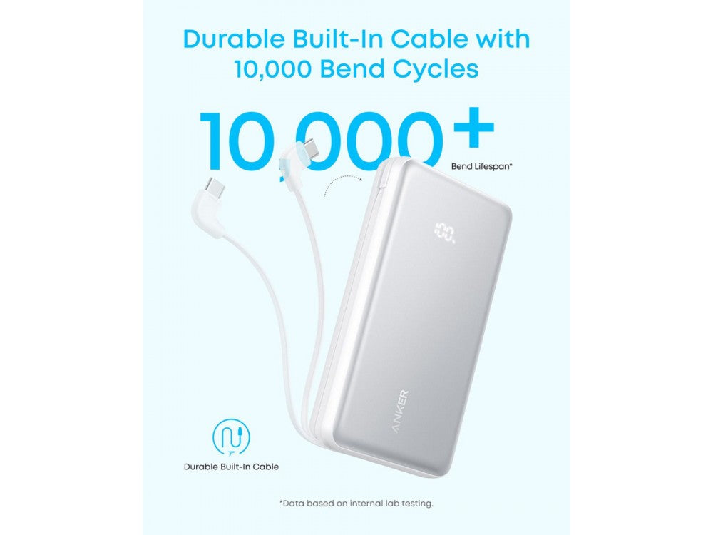 Anker Zolo Power Bank 20000mAh 22.5W with USB-A, USB-C & Built-in USB-C Cable – White – view 6