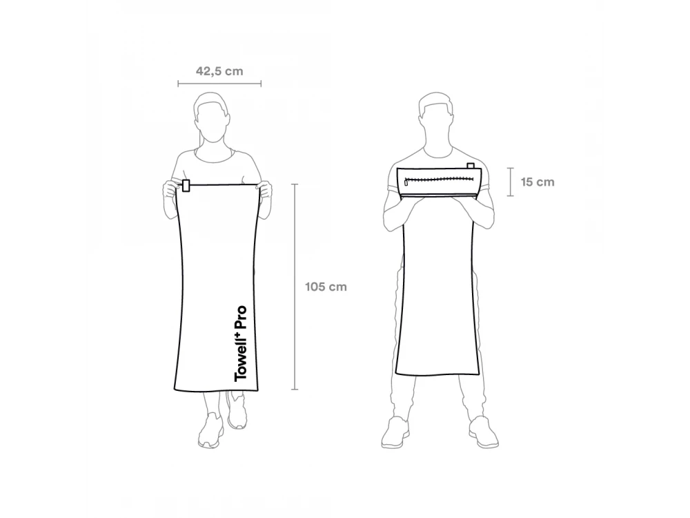 Stryve Towell+ Pro Sports Towel 105×42.5 cm – Magnetic Clip, Storage Pocket, All Black – view 6