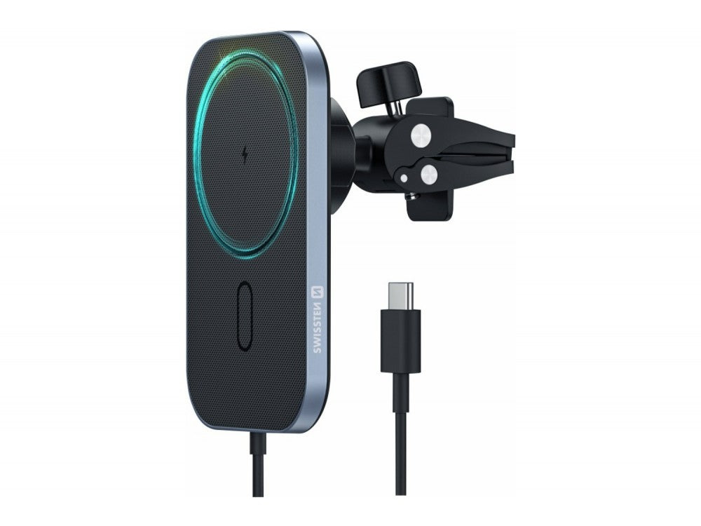 Swissten 2-in-1 Magnetic Car Holder with MagSafe Wireless Charging 15W – Vent Mount, Black – view 6