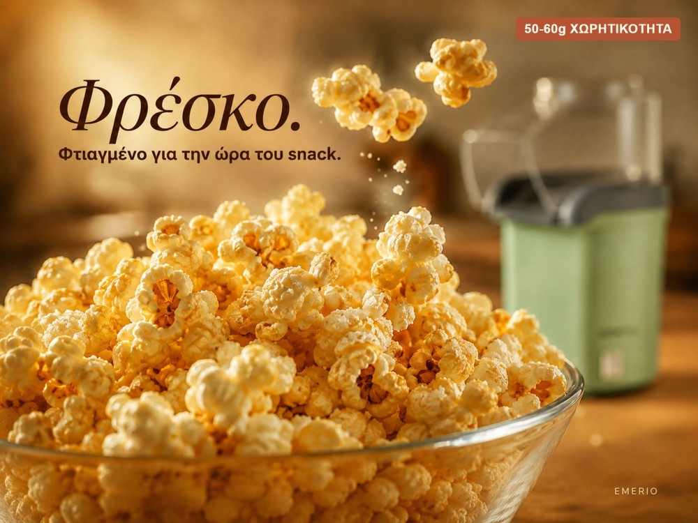 Emerio Popcorn Maker 1200W – Hot-Air Popcorn Machine for Healthy Snacks, Green – view 6