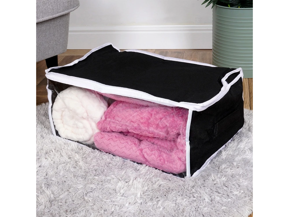 Vilde Fabric Storage Bag 27L 45×30×20 cm with Window – Black Polyester for Clothes & Bedding – view 6