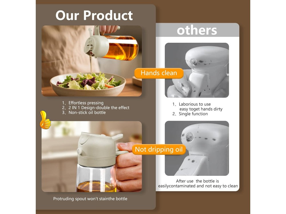 AJ Oil Sprayer for Cooking 470ml – Glass, BPA-Free, White – view 6
