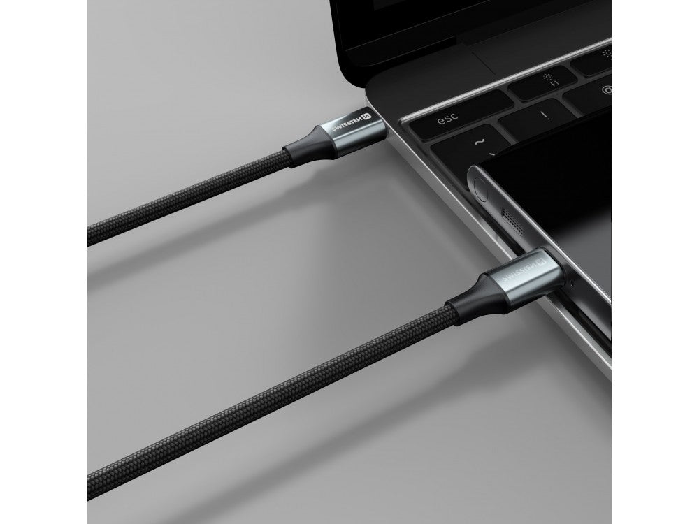 Swissten Durable Textile II USB-C to USB-C Cable 1.5m 60W – Nylon Braided, Black – view 6