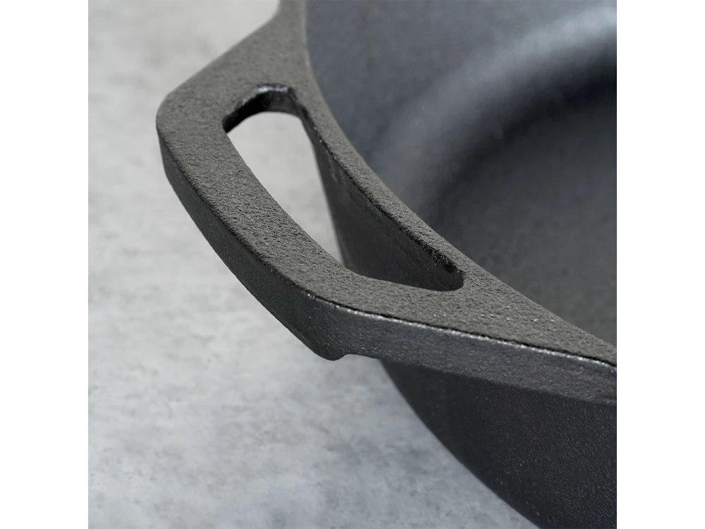 Vilde Premium Cast Iron Skillet 30 cm – Dual-Pour Spouts, Silicone Handle Grip – view 6