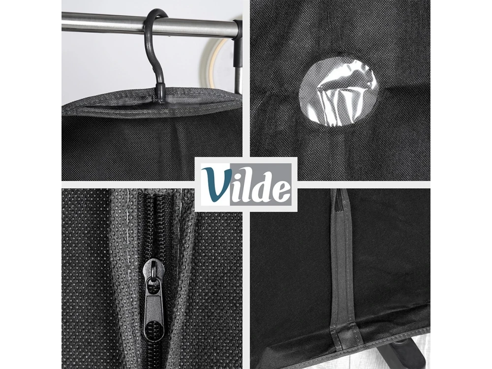 Vilde Hanging Garment Storage Bag Set – 60x150cm, Set of 2, Black – view 6