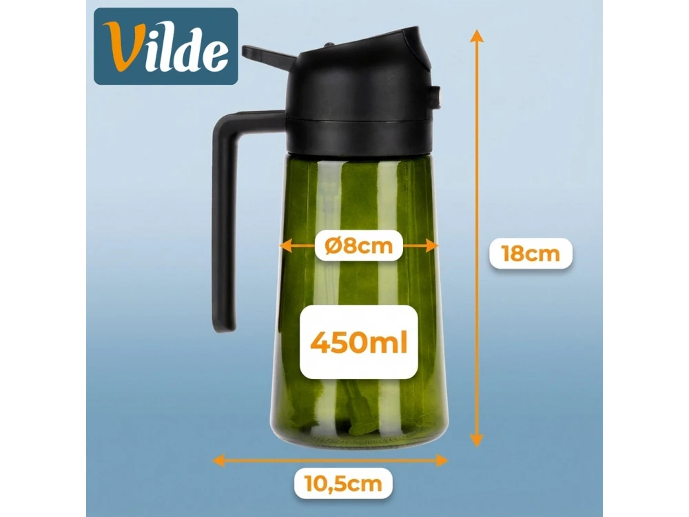 Vilde Oil Sprayer 450ml Glass Bottle – Pump Spray & Pour, Black / Dark Green – view 6