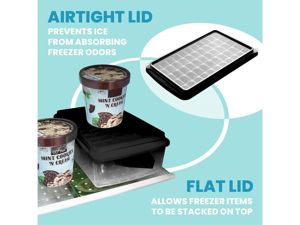 AJ Ice Cube Tray With Lid & Bin – Silicone 55 Cubes, Black – view 6
