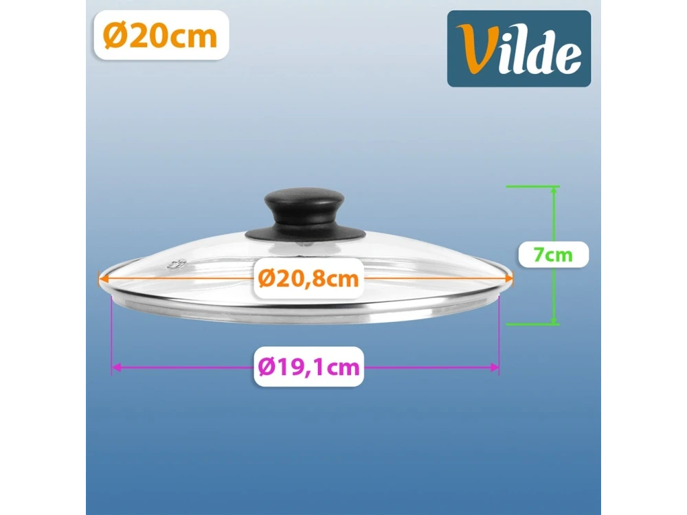 Vilde Glass Lid 20cm for Pots & Pans – Heat Resistant, Steam Vent, Stainless Rim – view 6