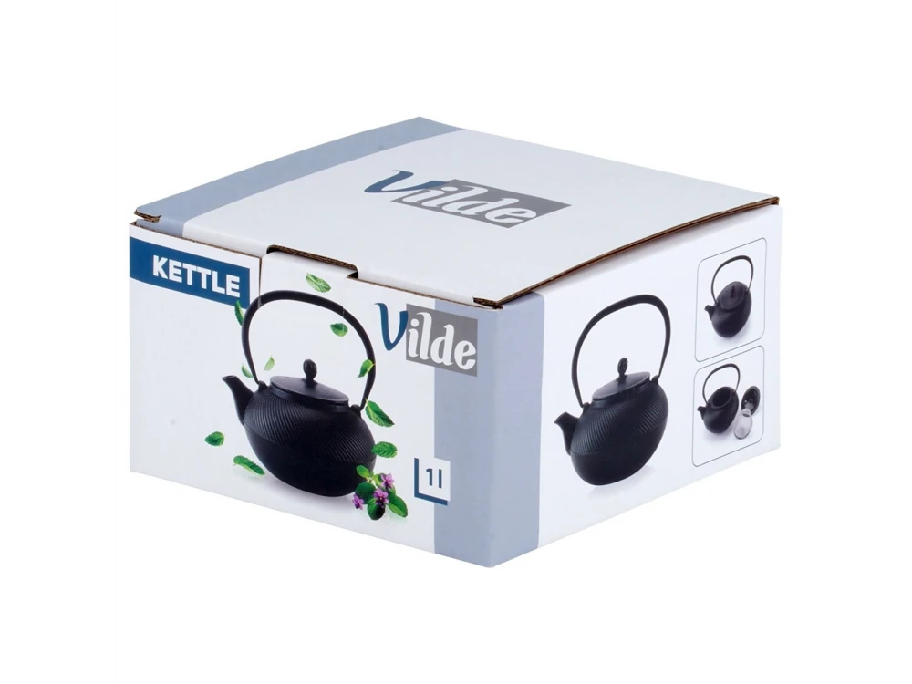 Vilde Cast Iron Teapot 1000ml with Stainless Steel Filter – Enamel Lined, Black – view 6