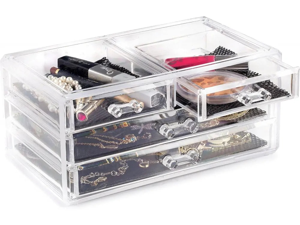 AJ Makeup & Cosmetics Organizer with 4 Drawers – Transparent – view 6