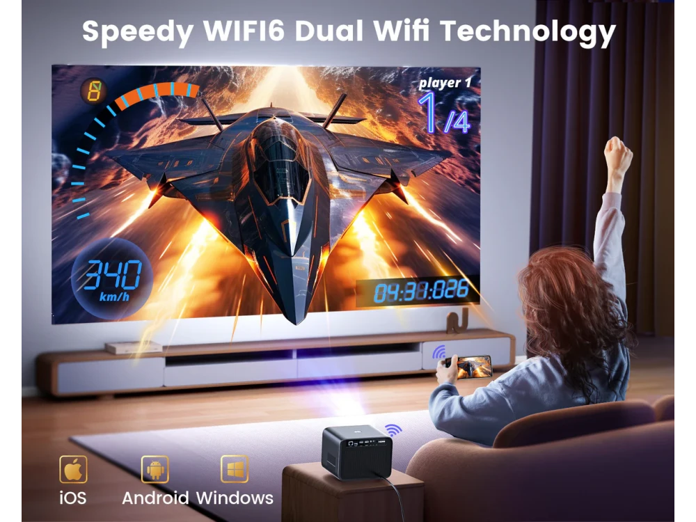WiMiUS K9 Smart Projector 1080p/60Hz 700 ANSI Lumens with Netflix, WiFi 6, Bluetooth & Dolby Audio – view 6