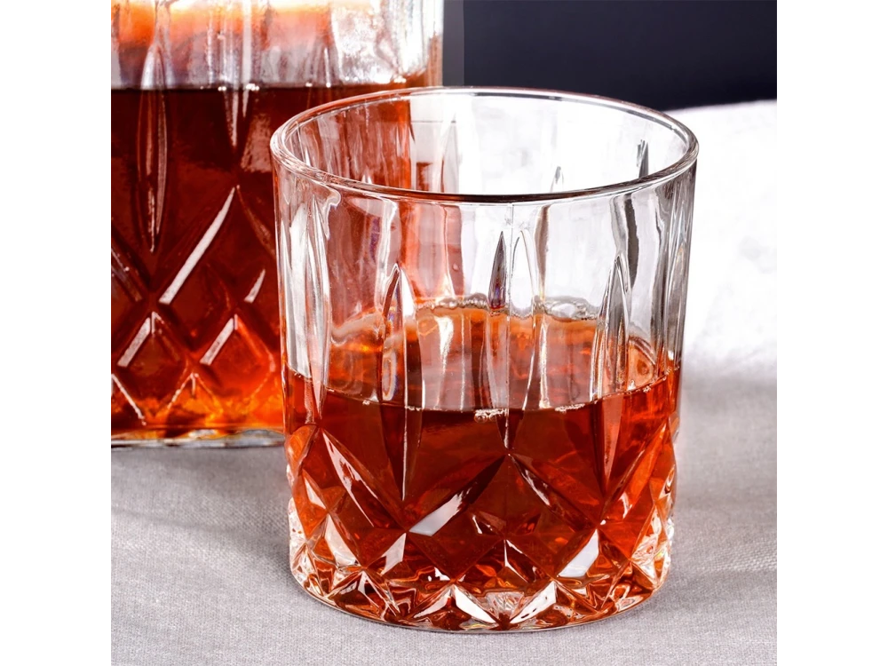 Vilde Whisky Glasses & Decanter Set – 4 Glasses (300 ml) + Decanter (900 ml) Embossed Glass – view 6