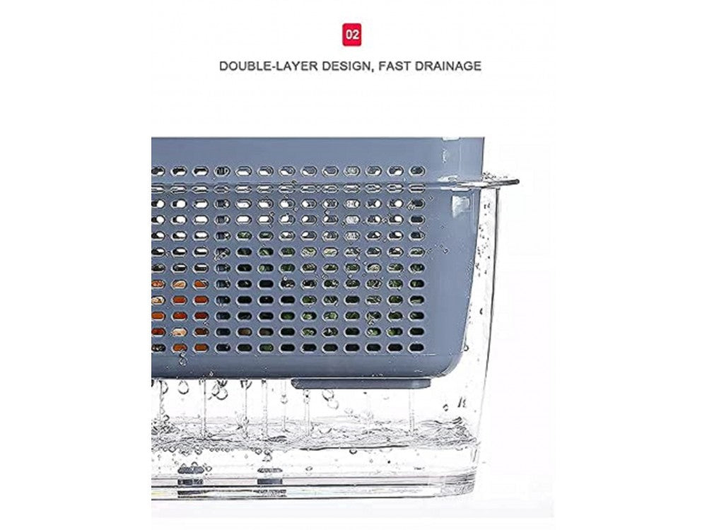 AJ Refrigerator Drain Basket – Fruit & Vegetable Storage, Removable Strainer, White – view 6